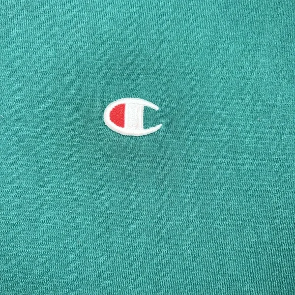 VTG Champion Shirt Mens Size M Green Short Sleeve Crew Neck Casual C Logo Adults - Picture 2 of 10